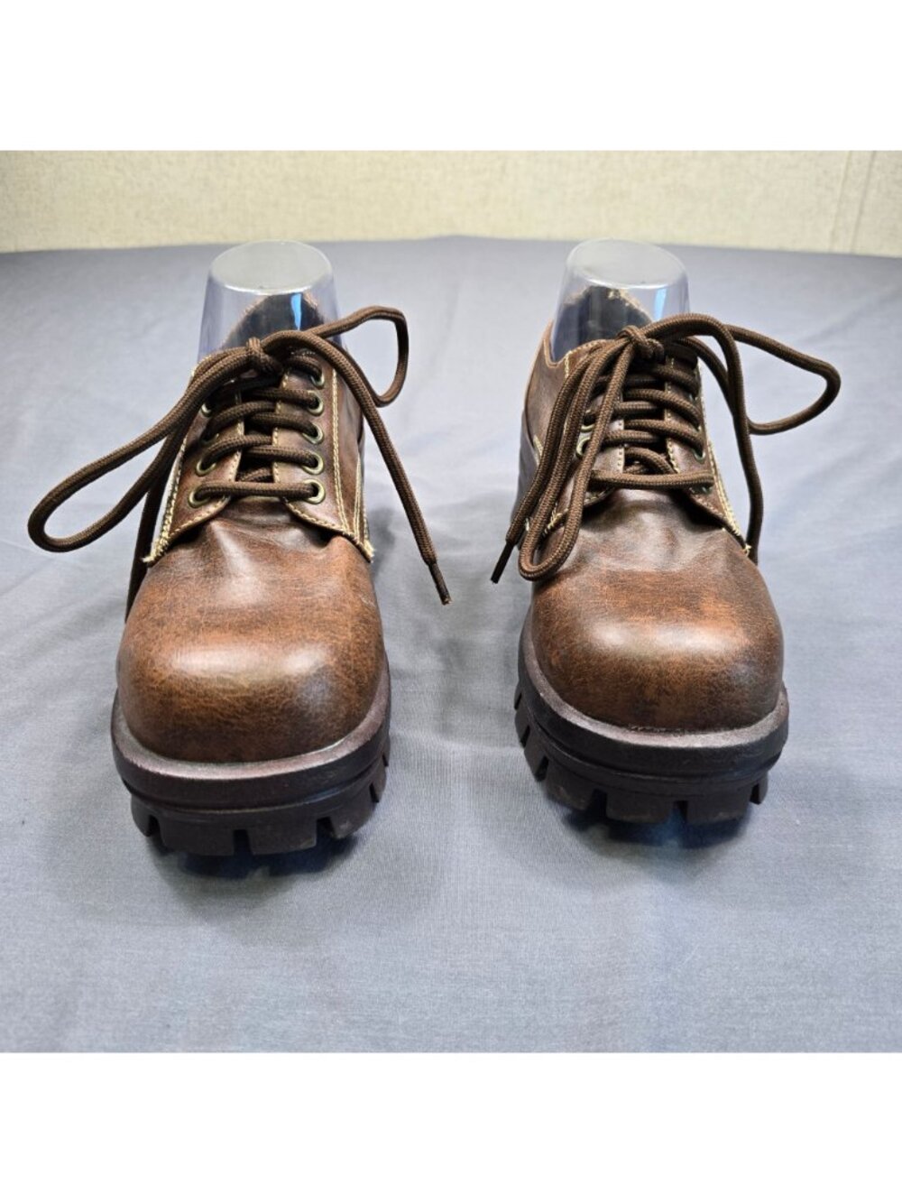 Vintage Soda Y2K 7.5 Platform Oxford Brown Chunky Lug Sole Lace-Up Vegan - Picture 4 of 8